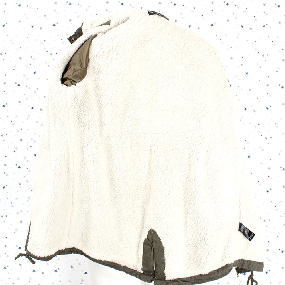 Olive Faux Fur Hooded Sherpa Lined Utility Jacket - Picture 15 of 16